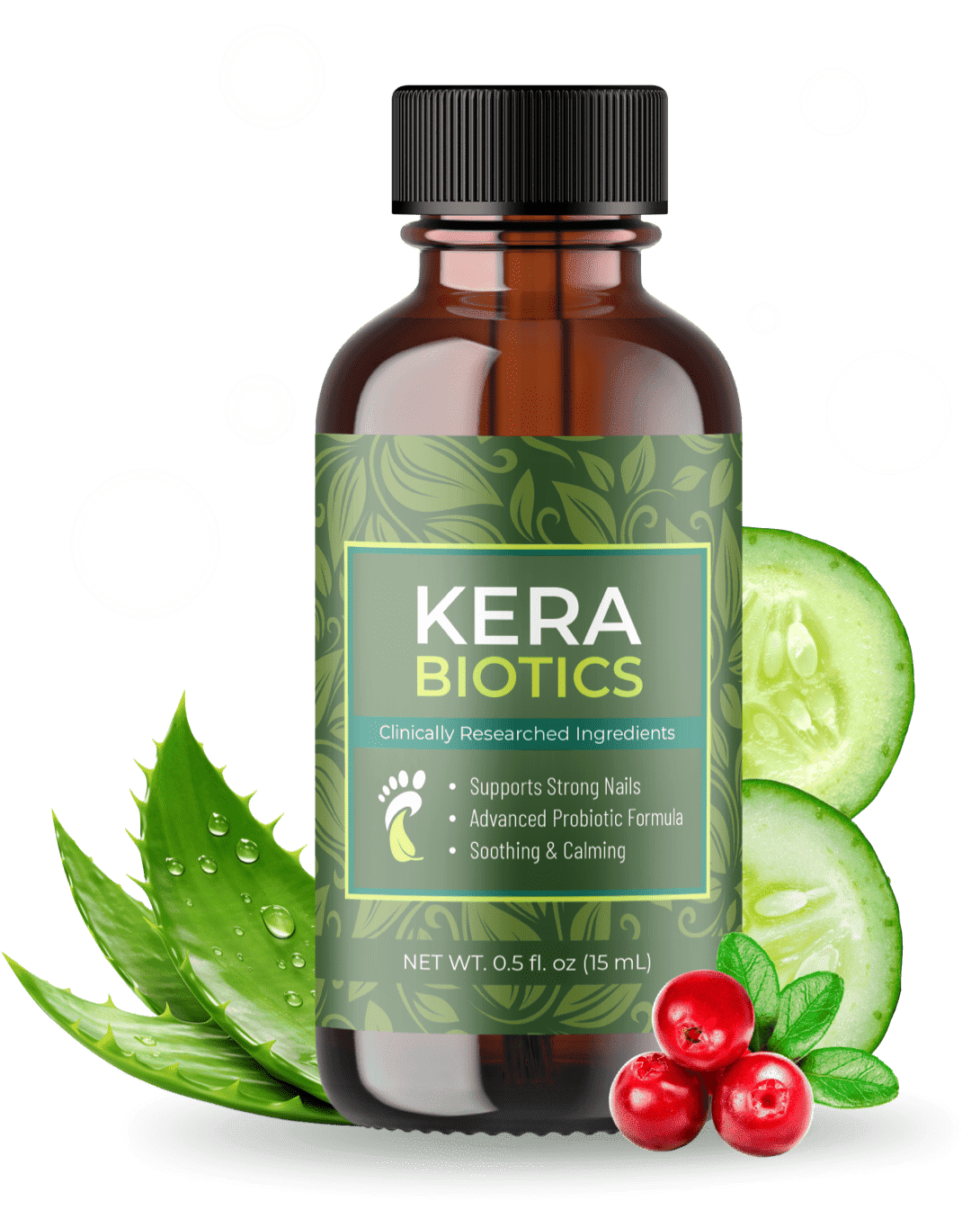 KeraBiotics probiotic nail serum bottle with natural ingredients